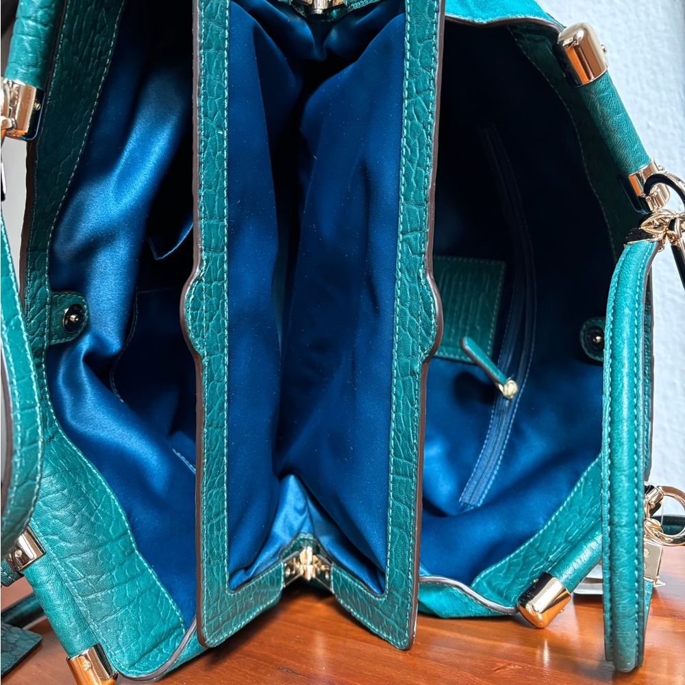 Coach Teal Green Leather Tassel Shoulder Bag - Picture 9 of 16